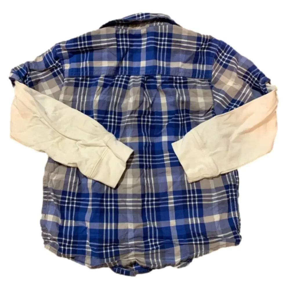 Carter’s Blue Gray White Plaid Button Down Shirt Size 3T